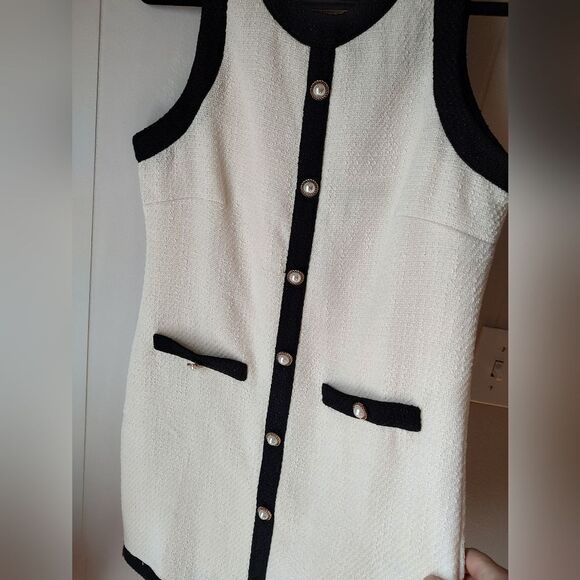 Petal N Pup Just Me Blythe Black And Cream White Sleeveless Tennis Dress Medium - Picture 3 of 8